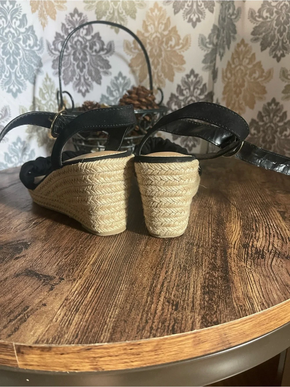 Black Espadrille Wedge Sandals - Women's Summer Heels